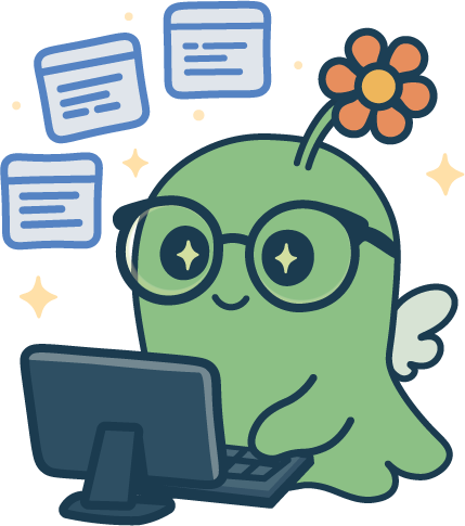 Flicka, the Inclusive CMS mascot, focused at a laptop